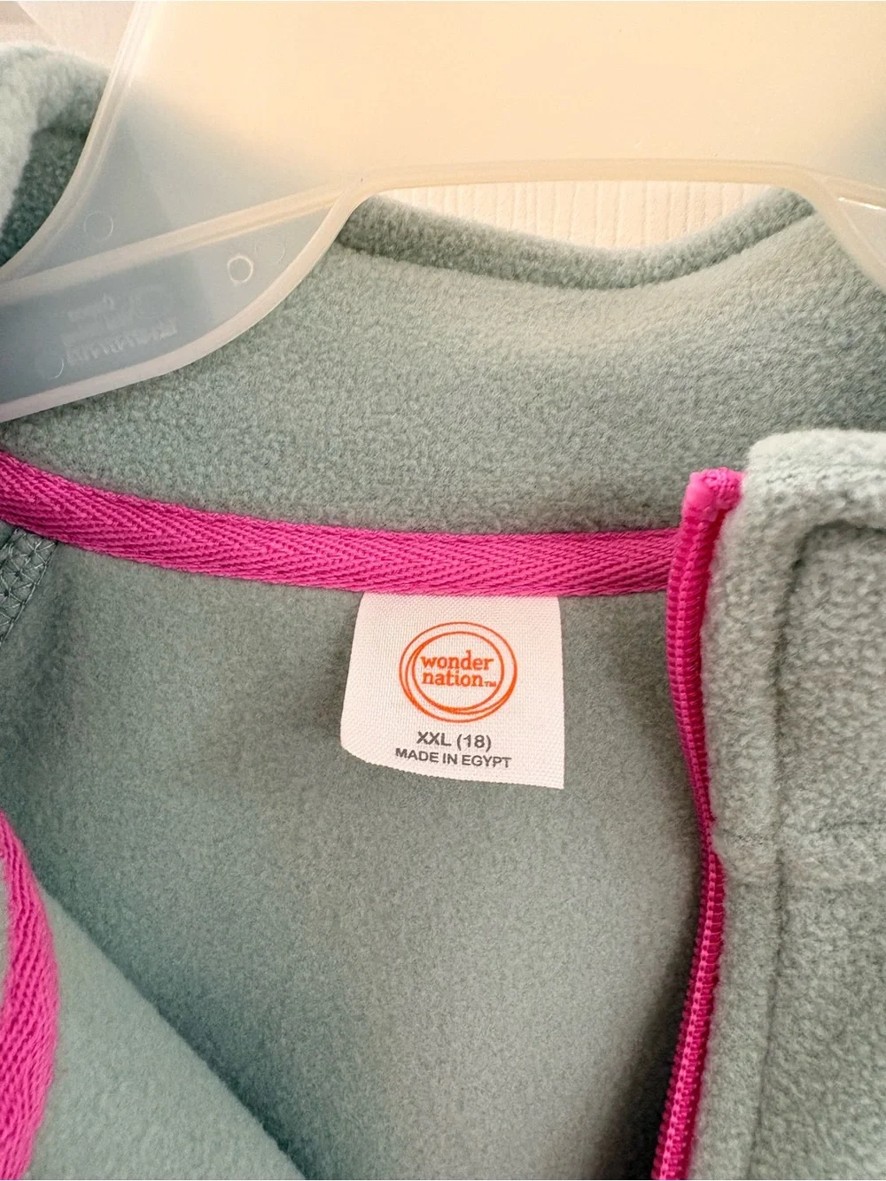 NWT Wonder Nation Girls' Light Green Fleece Jacket with Pink Trim
